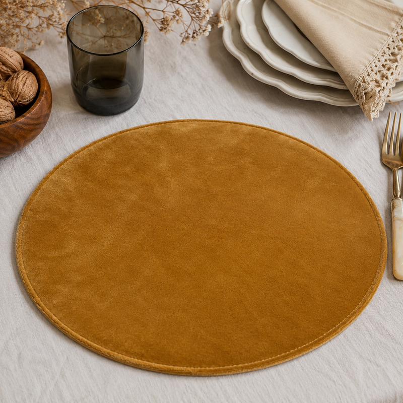 Round Velvet Placemat  - Gold