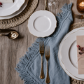 Napkin With King Fringe (Stone Blue)