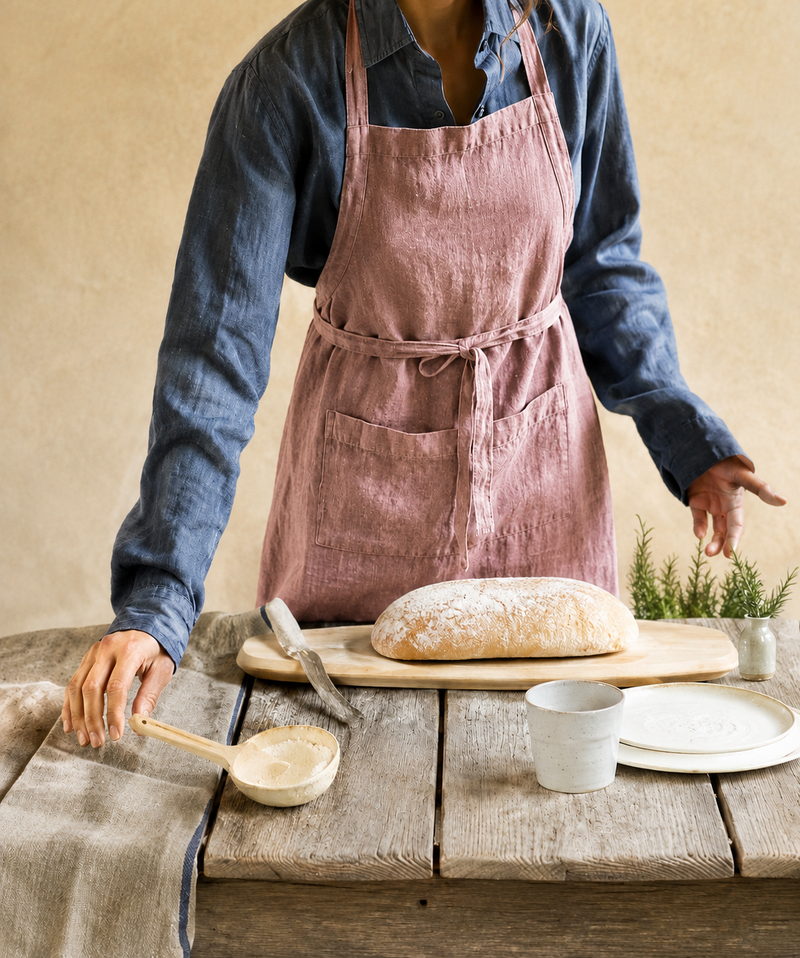 Apron Heavy Linen (Vintage Pink)