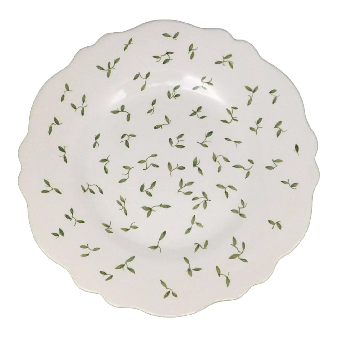 Handpainted Dessert Plate (Green Leaf)