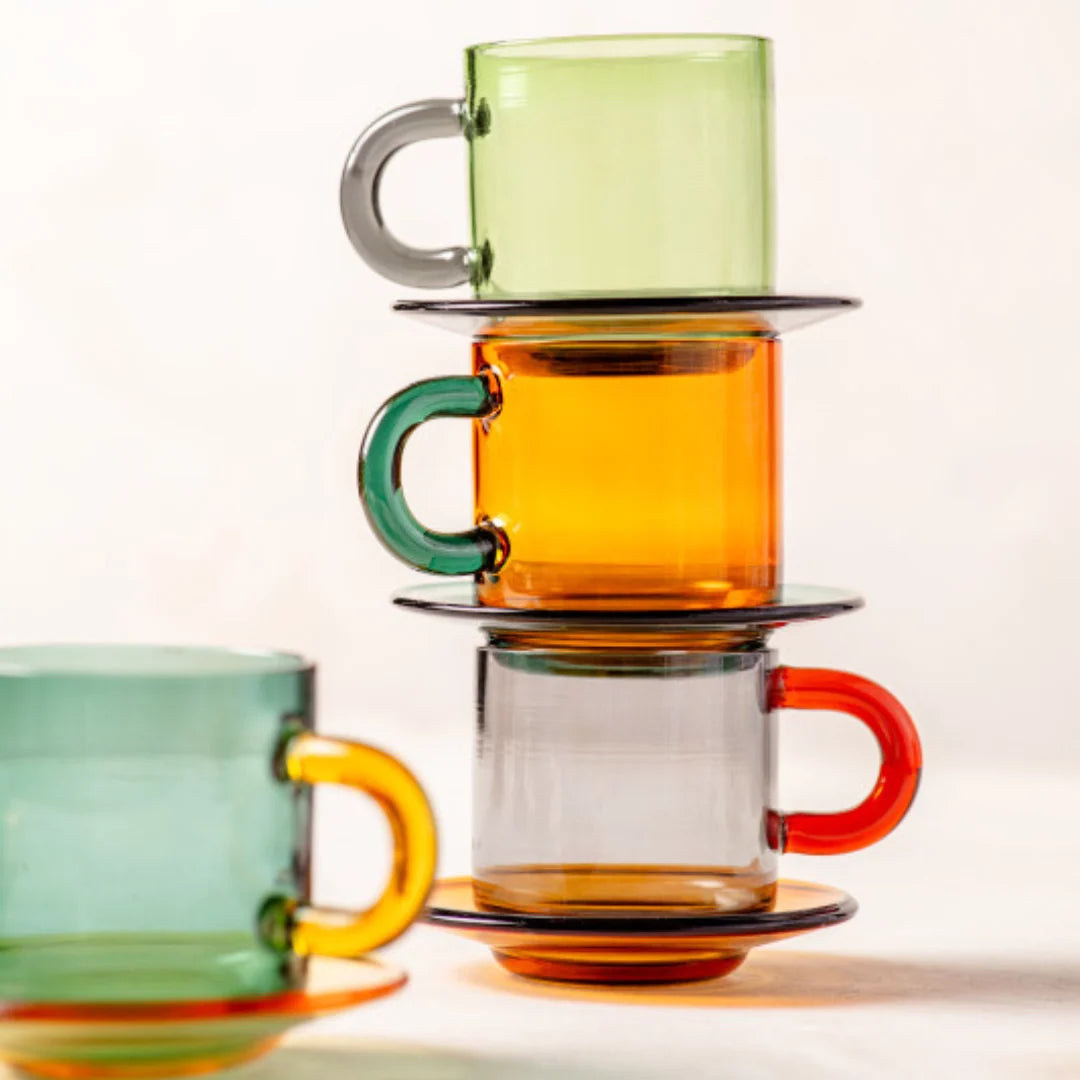 Niko Glass Mug & Saucer