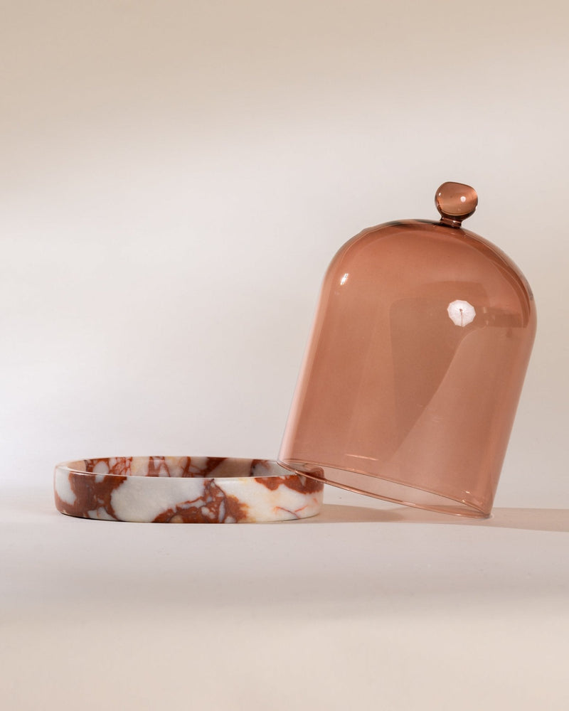 Brick Marble Cloche and Stone Set