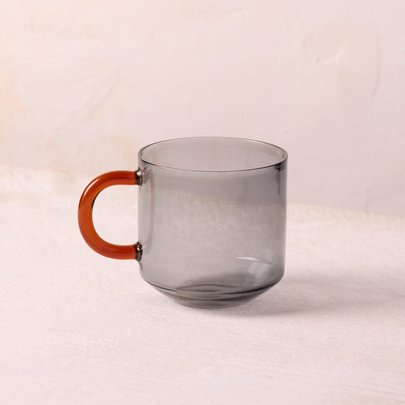 Niko Glass Mug & Saucer (Black)