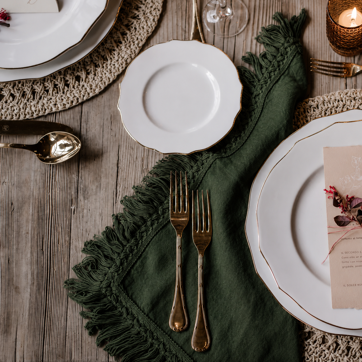 Napkin With King Fringe (Forest Green)